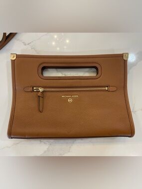 Michael Kors Cognac Pebbled Leather Convertible Crossbody/Clutch